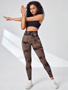 Velisys Quần legging nữ cạp cao không đường may, nhuộm tie-dye - Nhiều màu - Xem 4