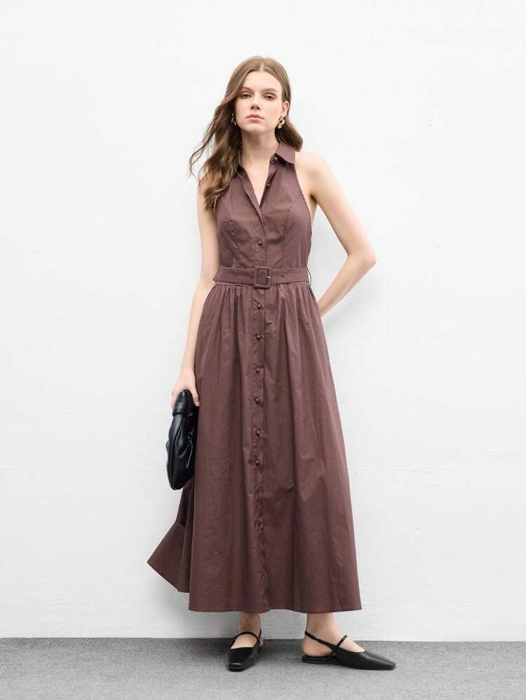 CUCCOO BIZCHIC Women's Square Toe Flat Chocolate Color Metal Buckle Slip-On Flats, Comfortable Casual Mary Jane Shoes Suitable For Dresses