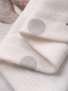 DAZY Animal Polka Dot Print Top & Striped Loose Pajama Pants Women Sleepwear Set - White - View 7