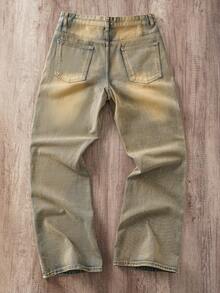 Manfinity Joysei Men's Denim Patchwork Straight Leg Flare Pants - Ginger - View 2