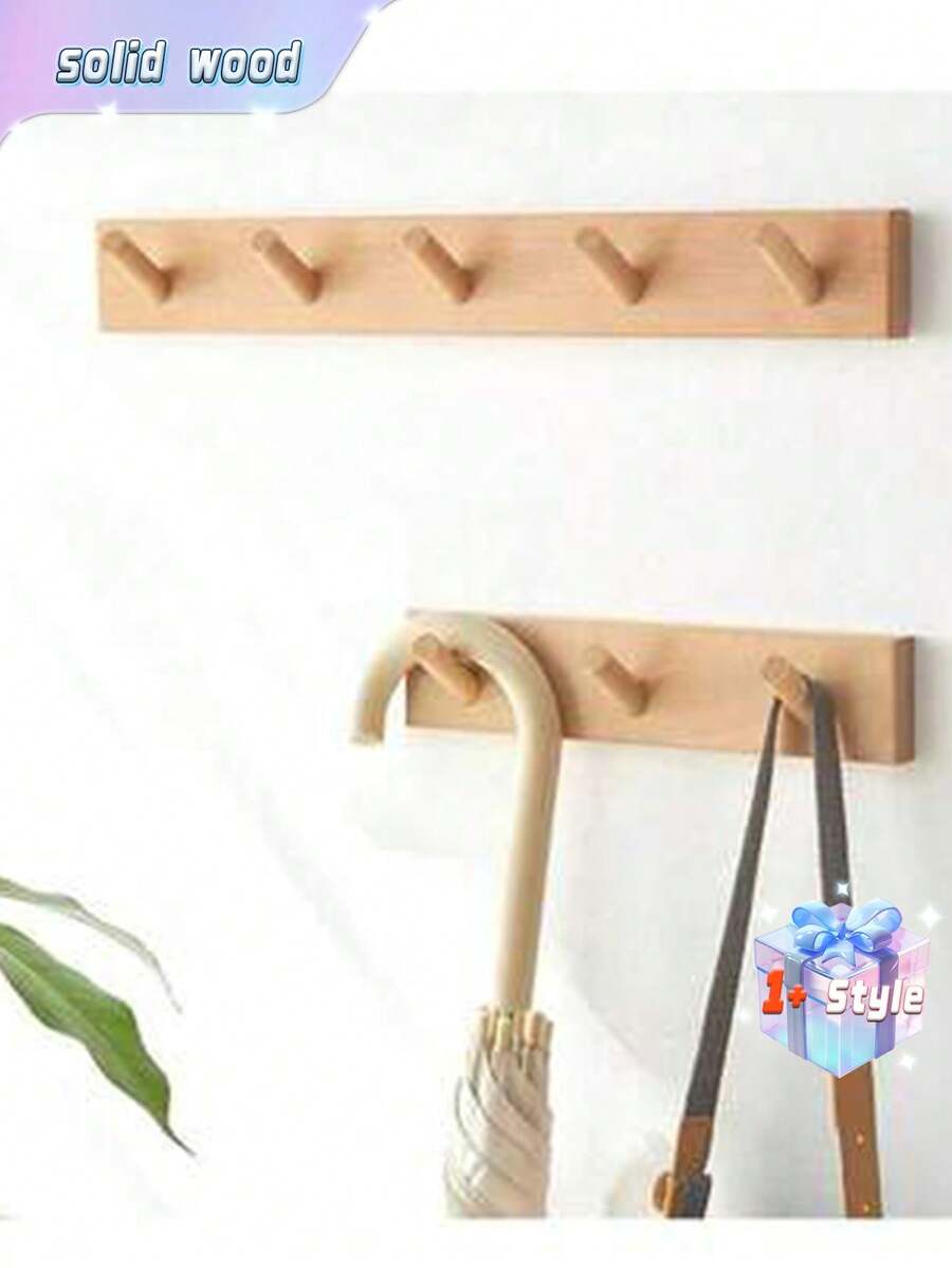 1个北欧现代简约风格玄关壁钩，承重实木衣帽钩，适用于更衣室门后，木制衣帽架，家庭收纳钩，适合存放衣服、包包、帽子和钥匙。 - 杏色 - 查看 1