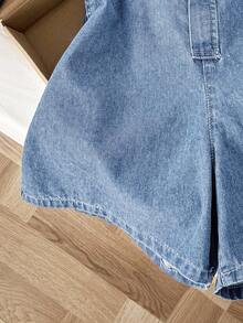 Comfortcana Bộ áo liền quần denim thường ngày dành cho nữ cỡ lớn - Rửa nhẹ - Xem 6