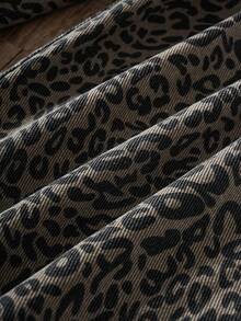 Manfinity Joysei Men's Street Fashion Leopard Print & Striped Washed Straight Leg Jeans - Multicolor - View 6