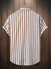 Manfinity Homme Men Random Vertical Striped Shirt Without Tee Stripe Shirt For Menstriped Shirt Menstripe Shirtmen Summer Shirt - Brown - View 2