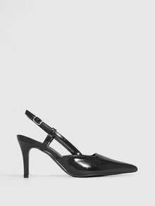 CUCCOO SZL Chaussures pour femmes, nouvelles chaussures à talon fin et à bout pointu en miroir noir pour le printemps et l'automne. Chaussures à talons hauts à tige basse pour femmes. Chaussures à bride arrière polyvalentes pour le travail de bureau, les dîners et les sorties - Noir - Voir 4