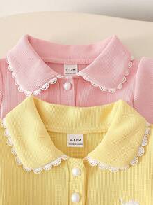 SHEIN 2件套女婴休闲Polo衫套装，春夏款 - 黃色 - 查看 6