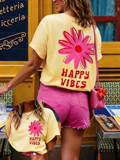 DrmWander Camiseta de mujer, camiseta de manga corta con gráfico de estilo casual de calle, top de verano lindo