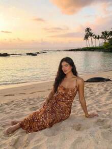 Aloruh 女士新款休闲优雅抽象动物豹纹印花/性感露背连衣裙/华丽海岛度假连衣裙/性感紧身连衣裙/夏季连衣裙 - 彩色 - 查看 5