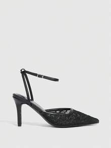 CUCCOO SZL Giày cao gót ren thanh lịch kiểu Pháp dành cho nữ, thích hợp cho hẹn hò, dự tiệc, lễ hội, đám cưới, kỳ nghỉ, dạ hội. - màu đen - Xem 3