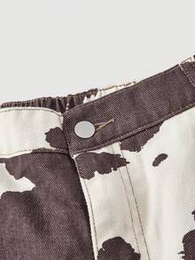 Sweetra Plus Size Fashion Casual Personalized Printed Curved Blade Jeans - Multicolor - View 3