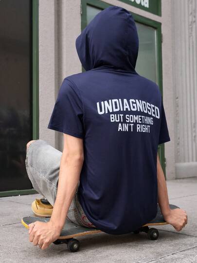 Open Phase 男士夏季户外休闲纯色短袖连帽衫