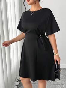 Elenzga Vestido negro elegante y vintage con cintura ceñida, adecuado para el trayecto de primavera/verano - Negro - Ver 7
