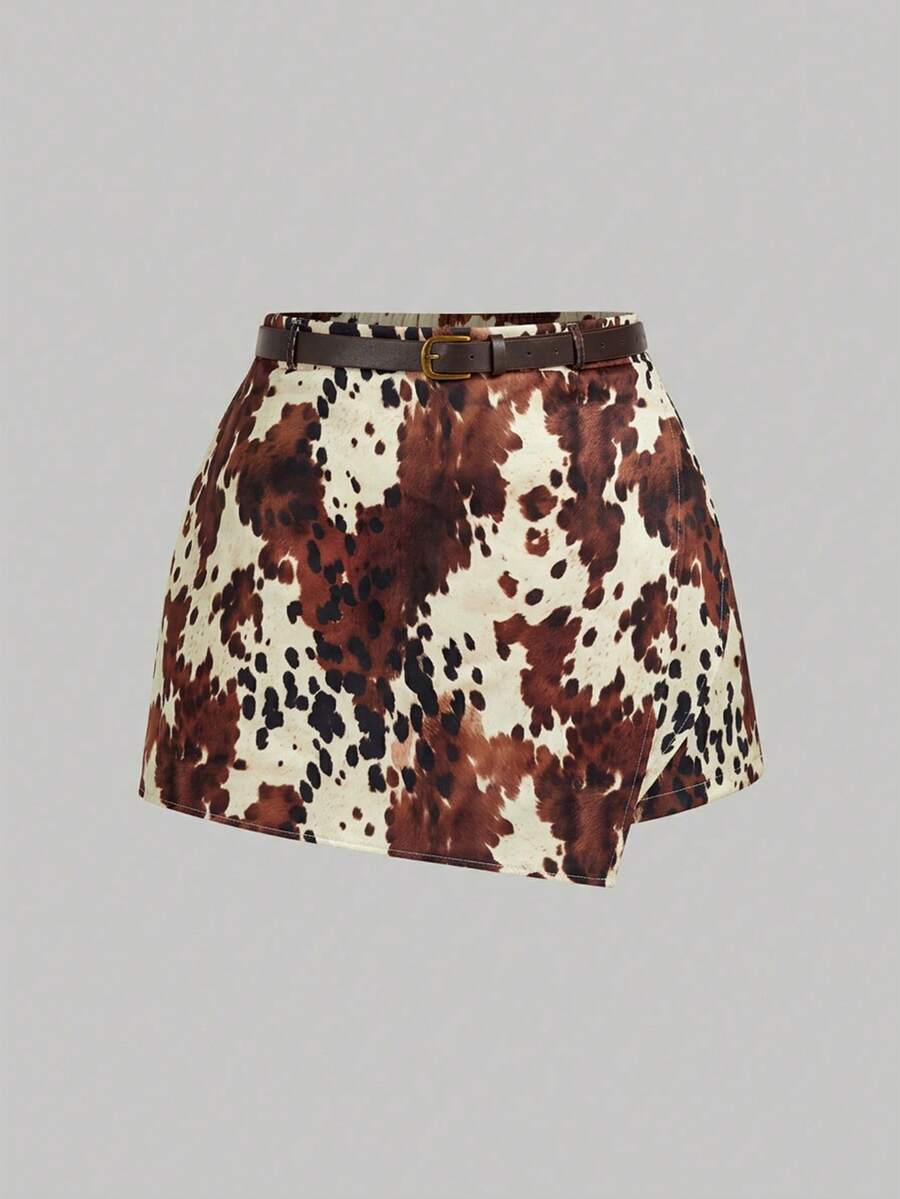 SHEIN MOD Váy quần nữ cỡ lớn dáng bất đối xứng - màu nâu - Xem 1