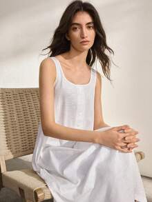 Ocili Áo ngủ dài bằng cotton mềm mại và thoải mái, đồ ngủ cho nữ. - trắng - Xem 7