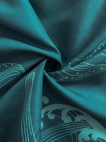 VIVINTIMO 男士海洋元素印花抽绳腰沙滩短裤，夏威夷风情 - 青碧色 - 查看 6