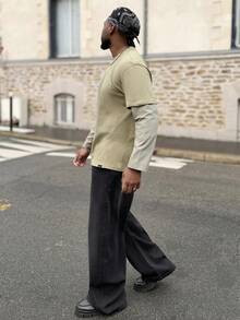 Heavens Edit Y2K复古街头风男士浅蓝色桶形宽松牛仔裤 - 黑色 - 查看 4