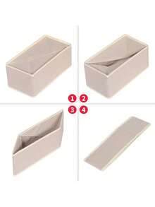 1 Piece, 6-Compartment Foldable Fabric Storage Box, Suitable For Wardrobes, Dressing Tables, Drawers, Etc. It Can Be Used To Store Clothing, Underwear, Bras, Socks, And Other Intimate Apparel. In Khaki Color, It Is Ideal For Room Decor, Home Decor, And Bedroom Decor. Perfect For Organizing. White T-Shirts, Black Pants, Women's Winter Clothing, Dresses, Elegant Women's Wear, White Shirts. - Khaki - View 2
