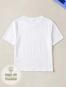 SUPERMAN X SHEIN Men's Minimalist Printed Round Neck Short Sleeve T-Shirt - White - View 2