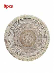 6pcs/8pcs Circular Edge Printed Linen Placemats - Multicolor - View 9