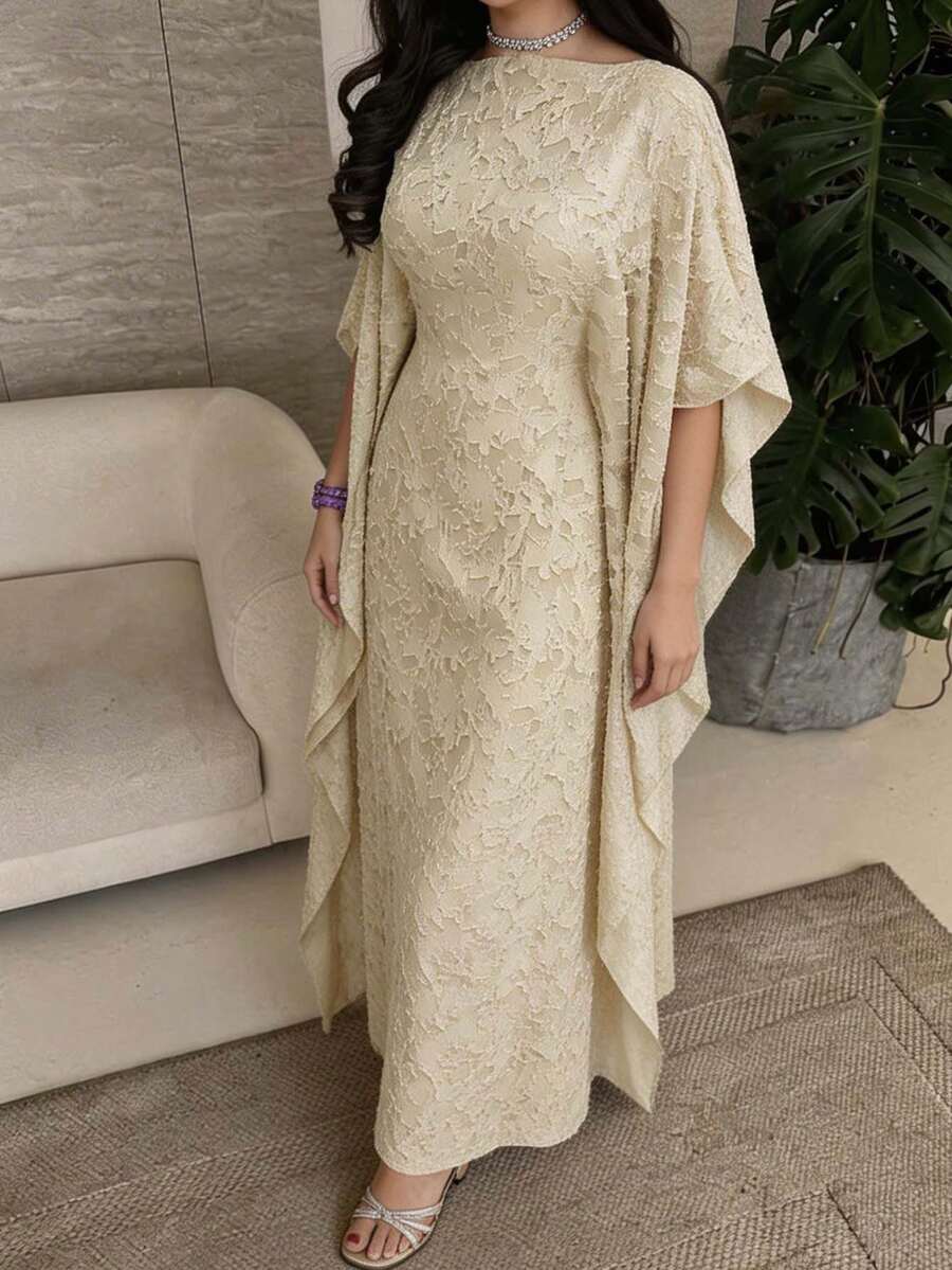 Yasmyna 女士土耳其长款连衣裙和阿拉伯传统长袍 - 杏色 - 查看 1