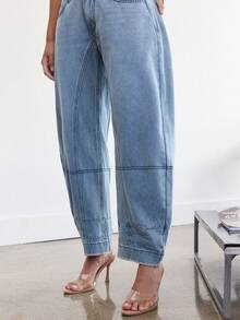 Denimoi 时尚的筒腿牛仔裤，吉尔筒腿牛仔裤。 - 淺色水洗藍 - 查看 4