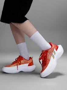 Vate Women's Casual Beige Fashionable Outdoor Chunky Sneakers, Shock-Absorbing, Suitable For Daily Wear, Vacation, Gifts, Thick Sole Platform Wedge Chunky Sneakers Red For New Year Holiday Vibe Fall And Winter Trainers - Red - View 10