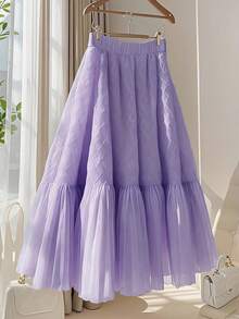 Franclia Chân váy xếp ly chữ A bằng vải chiffon phối nhiều mảnh, thời trang, thanh lịch, đa năng dành cho nữ, thích hợp cho công sở, mùa hè. - Màu tím - Xem 2