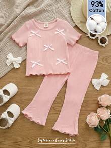 Cozy Pixies Set 2 buc. bluză cu mânecă scurtă și pantaloni cu talie elastică pentru bebeluși și fetițe - Multicolor - Vizualizare 2