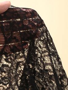 FRIFUL Women's Black Lace Sheer Skirt - Black - View 7