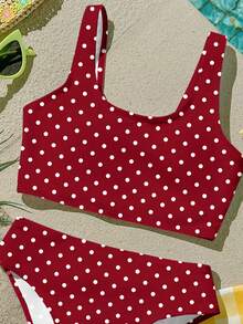 Tween Girls Casual Minimalist Camisole & Triangle Bikini Swimsuit Set, Suitable For Summer - Multicolor - View 4