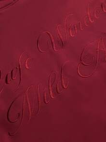 STYNVO 男士字母刺绣长袖休闲宽松连帽衫 - 紅色 - 查看 4