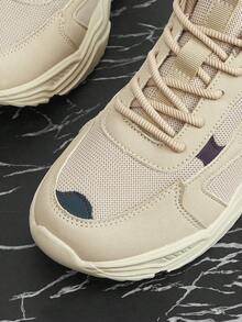 Vate Women's Silver Thick Sole Chunky Sneakers, Comfortable & Breathable - Apricot - View 5