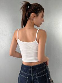 DAZY Letter Patch Slim Fit Camisole Top Summer - White - View 2