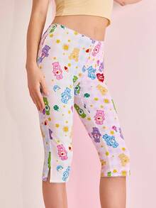 SHEIN X Care Bears 女士弹力腰带休闲七分紧身裤 - 彩色 - 查看 6