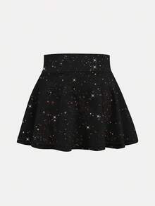 SHEIN Bộ 2 món đồ thể thao cho bé gái: quần short và váy, thích hợp tập yoga, mặc thường ngày, chất liệu co giãn, họa tiết ngôi sao, váy ngắn thoải mái, thích hợp cho năm học mới. - Nhiều màu - Xem 4