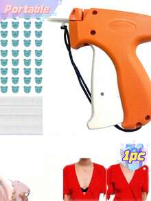 1pc Mini Stitch Gun Kit, Quick Clothing Fixer With Needles & Fasteners & Buttons, Generic Tagging Gun For Clothing, Quick Repair Handheld Quick Stitch Sewing Gun With Storage Function Micro Stitch Gun For Clothing+Luminous Bear Buckle 50+Glue Needle 660,Handheld Quick Sewing Gun Soft Glue Needle-Free Buckle Is Suitable For Clothing Repair And Traceless Bed Sheet Fixing - Orange - View 1