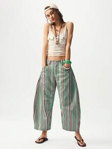 Bohemela 女士条纹口袋宽松休闲裤 - 彩色 - 查看 1