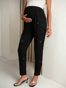 MaterniChic Quần dài thường ngày có túi và cạp điều chỉnh được, phù hợp cho phụ nữ mang thai. - màu đen - Xem 5