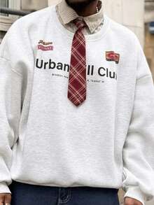 Heavens Edit 男士针织休闲宽松长袖二合一保暖内衬卫衣，适合秋冬季节，情侣款 - 淺灰色 - 查看 6