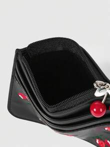 ROMWE Kawaii Cherry Print Card Holder & Coin Purse - Black - View 5