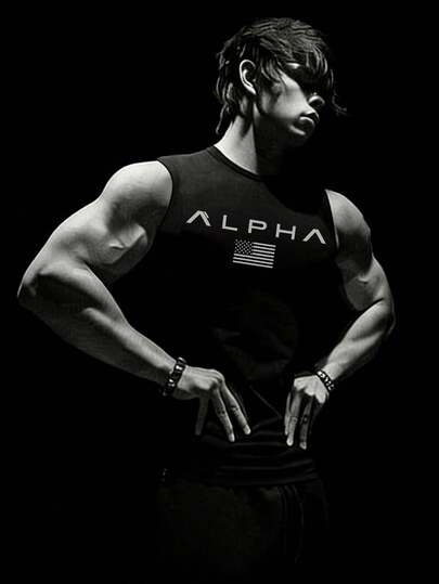 Manfinity Sport Corelite Boyfriend Style Men's Letter & Flag Printed Athletic Tank Top  Workout Tops Workout Tops Gym Top Breathable