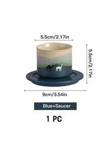 一套骆驼图案陶瓷茶杯碟，渐变色咖啡杯，80毫升浓缩咖啡杯。非常适合下午茶、家庭聚会，也适用于卧室、客厅、书房或咖啡馆等多种场所。 - 彩色 - 查看 18