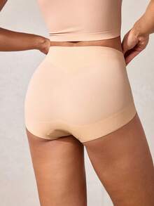 SHEIN Seamless High Waist Tummy Control Triangle Panties - Apricot - View 2