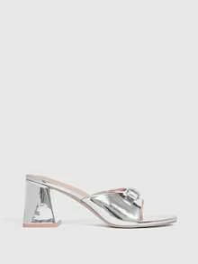 CUCCOO SZL Giày sandal cao gót thời trang nữ - Bạc - Xem 3