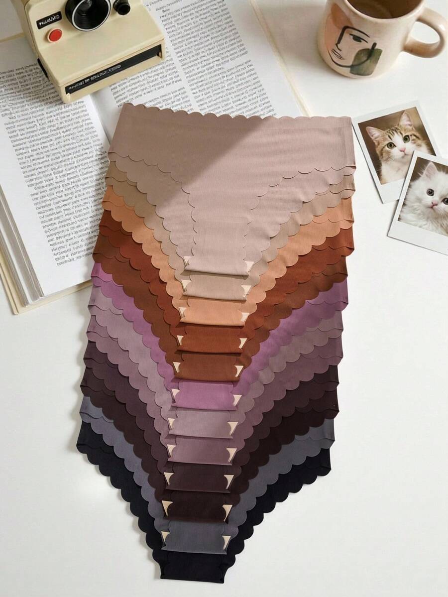 Lowkey Lull 12 件/包 舒适无缝罗纹针织大码三角裤 - 彩色 - 查看 1