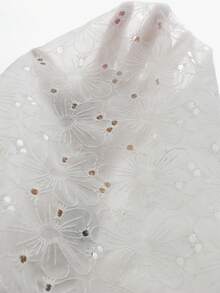 SHEIN Franclia 女士法式浪漫深V领修身A字露背全衬里短裙 - 白色 - 查看 5