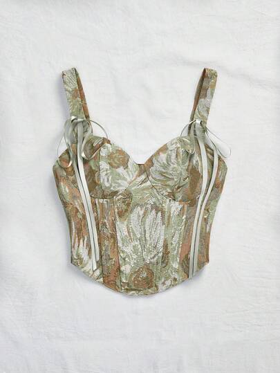 Soleia Women's Elegant Jacquard Tie-Up Camisole For Summer