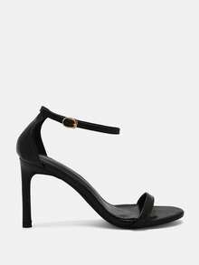 Glitzique Ladies' French Style Pointed Toe Solid Color Stiletto Sandals, European And American Style, Versatile For Summer, Open Toe With Ankle Strap, Sexy High Heels For Dress Fashion Shoes - Black - View 6