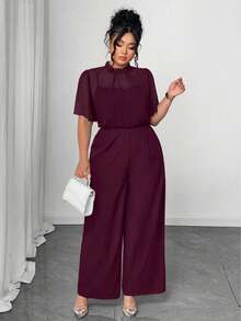 Auvina Mono de verano elegante para vacaciones y uso diario para mujeres de talla grande - Rojo violeta - Ver 6