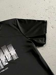 Manfinity Homme 男士休闲都市印花 T 恤和短裤套装，夏季 - 彩色 - 查看 6